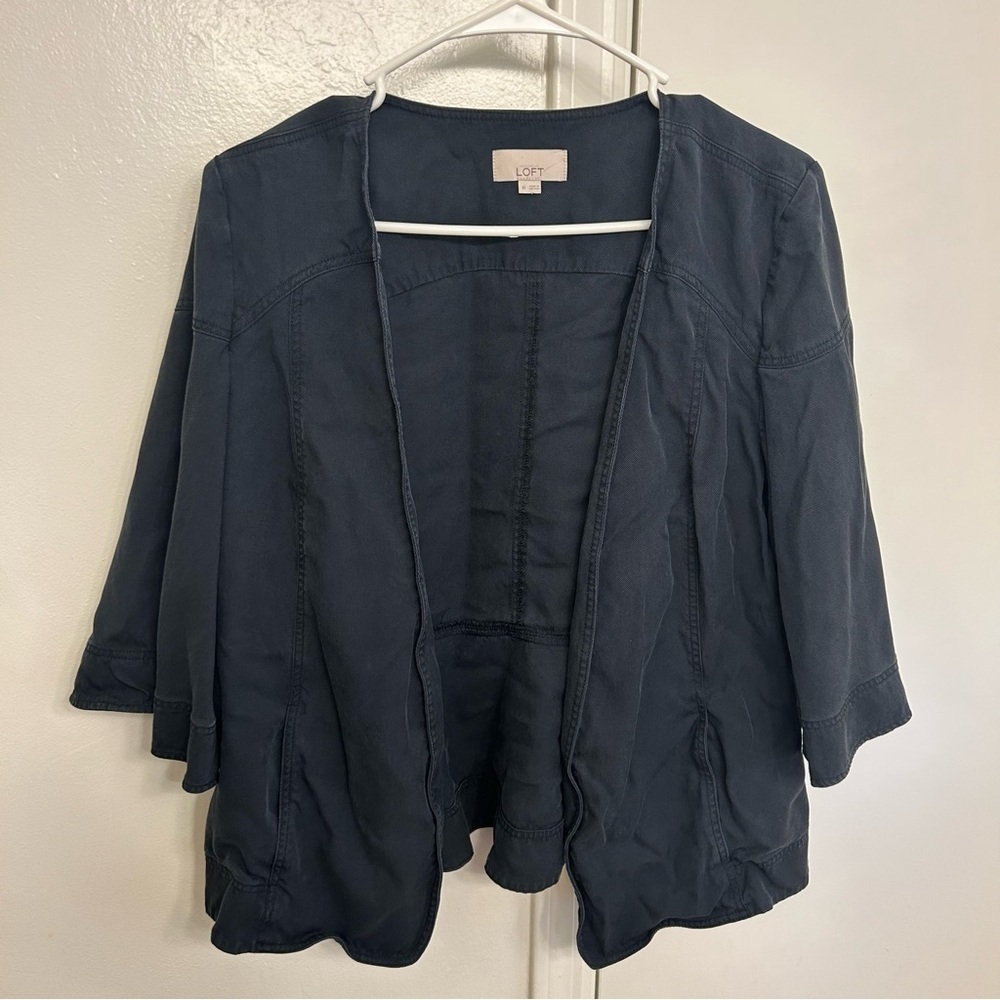 LOFT Women's Navy 3/4 Sleeve Flowy Jacket Size Medium